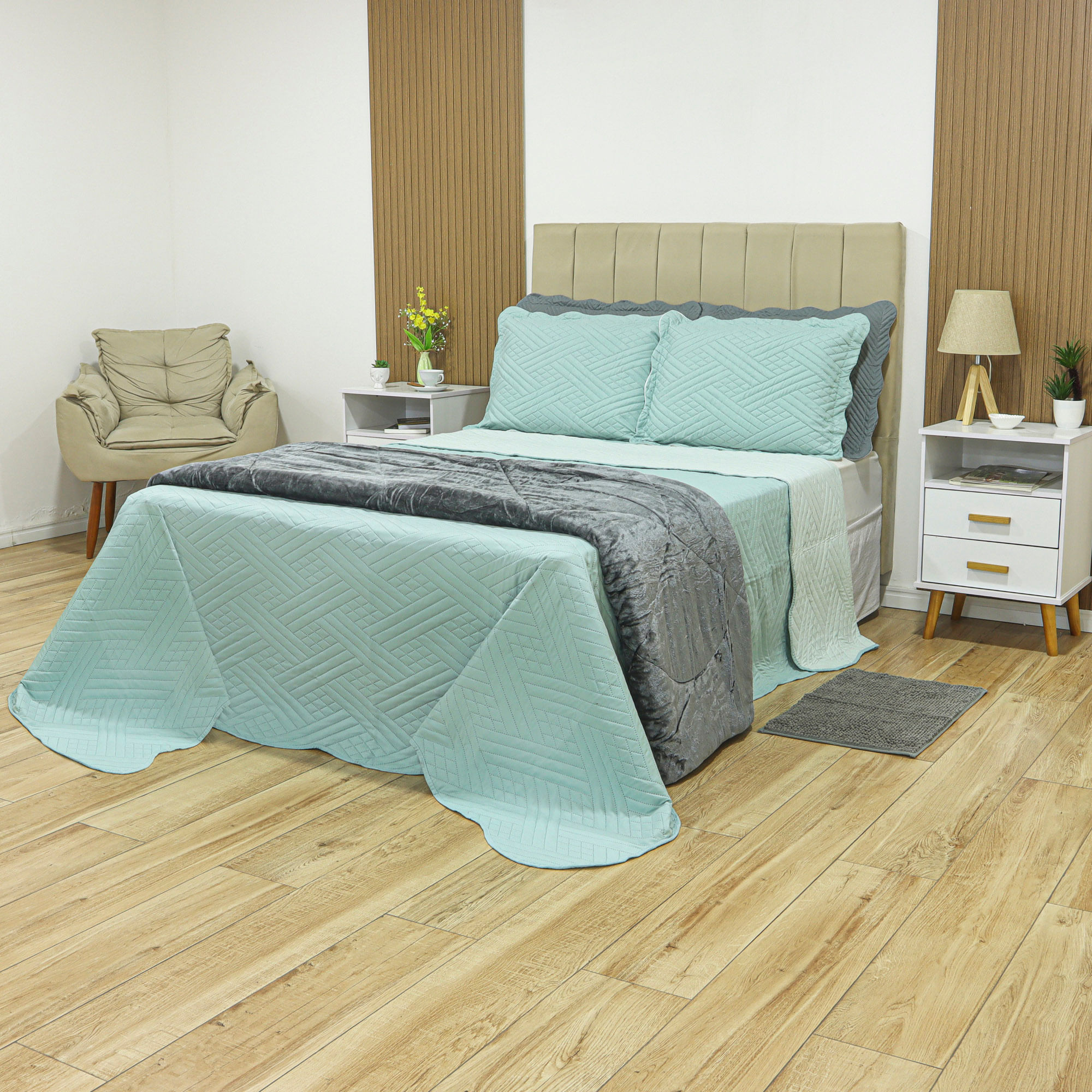 Kit Cama Queen Acetinado Ultrassonic Dupla Face